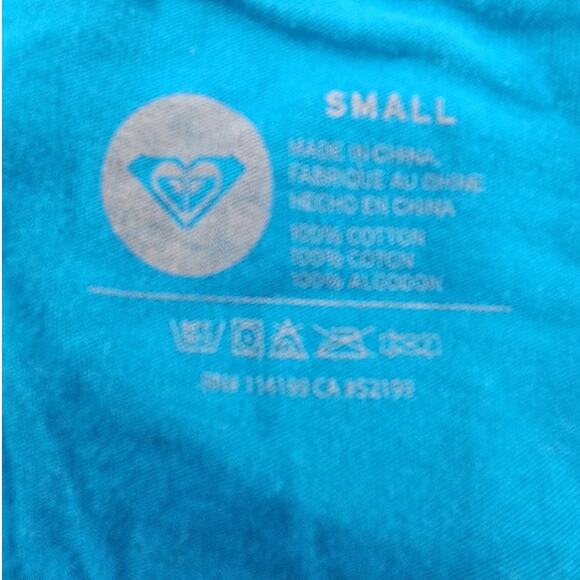 NEW Roxy Top Womens S Blue California Girl at Heart Deep V-Neck Short Sleeve Tee - Picture 5 of 9